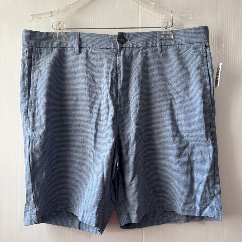 NEW Old Navy Mens Size 38 Blue Harvest Linen Blend Slim Chino Shorts